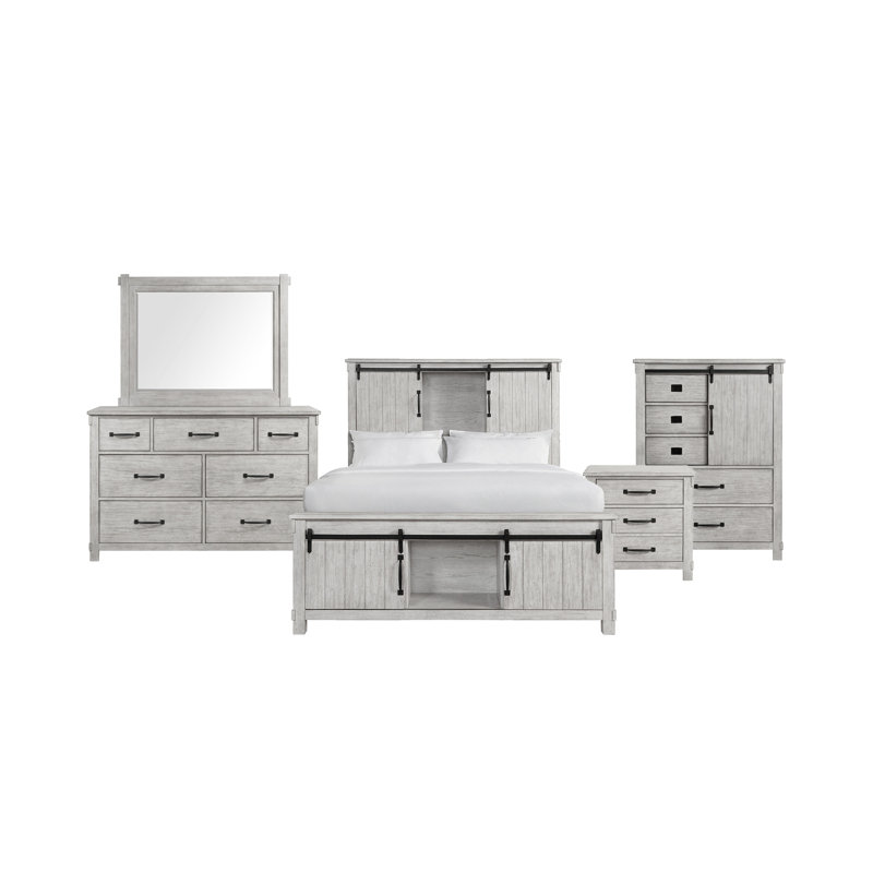 Ensemble de chambre avec grand lit plateforme 3 pièces Neema, 3 Pcs: Bed, Chest, Nightstand, Queen