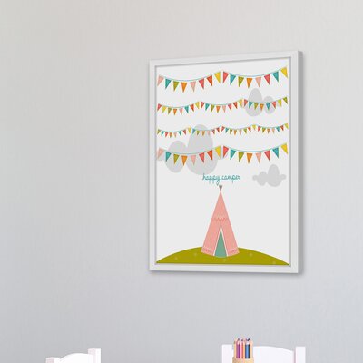 Pink Play Tent' Framed Graphic Art Print -  Marmont Hill, MH-FINZOO-22-NWFP-45