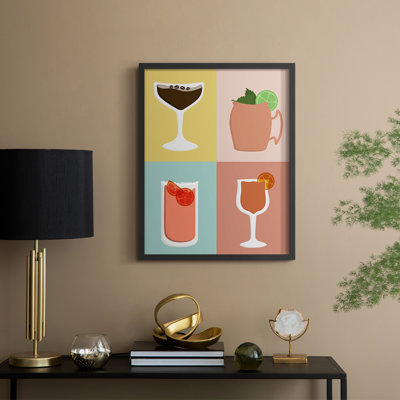 Colorblock Cocktails II Framed Print - Solid Wood
