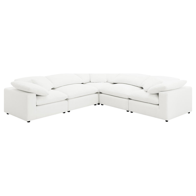 Canapé modulaire rembourré ivoire 5 pièces Keyonda Boucle, Polyester ivoire