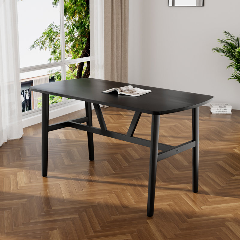 47"W Rectangular Kitchen Room Table, Black, Black