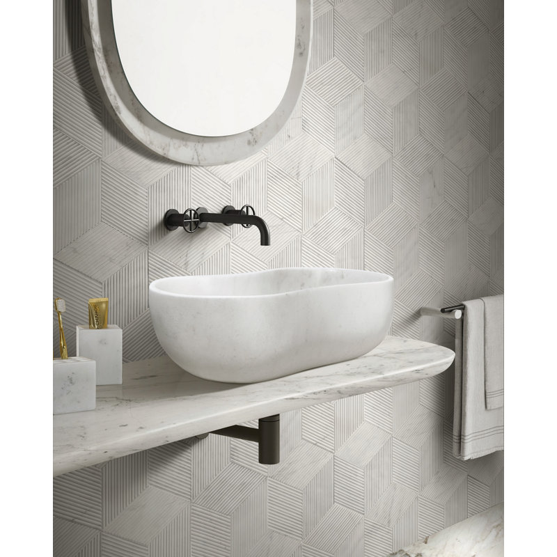 Lavabo vasque de salle de bain avec trou de drain pré-percé, White