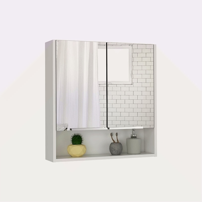 Pharmacie avec miroir Lexington, trois tablettes internes, Blanc