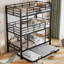 Structure de lit superposé simple en métal avec lit gigogne et solution de couchage jet noir pour les chambres familiales et d'invités