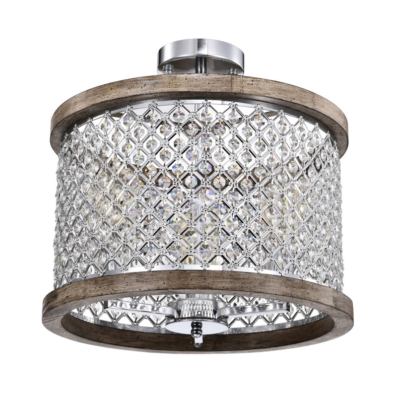 Crystal LED Semi Flush Mount, Chrome