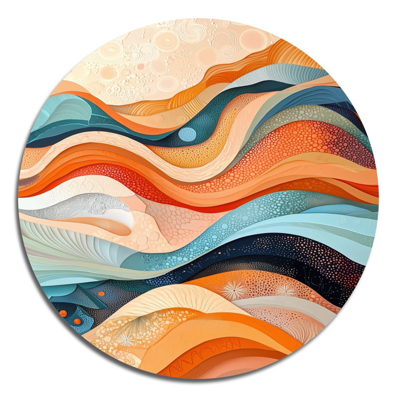 Kirkbride - Modern Waves, art mural rond en métal, H 16 po x l 16 po