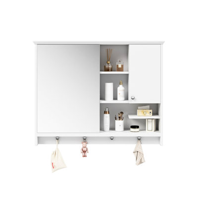 36 Inch Modern Bathroom Cabinet Wall Mounted - Adjustable Shelf Furniture Mirror With Shelves Accessory
