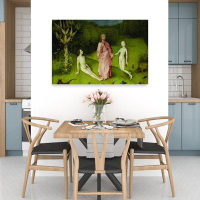 Impression sur bois, panneau de gauche, détail du jardin des délices terrestres, paysage abstrait surréel, art mural