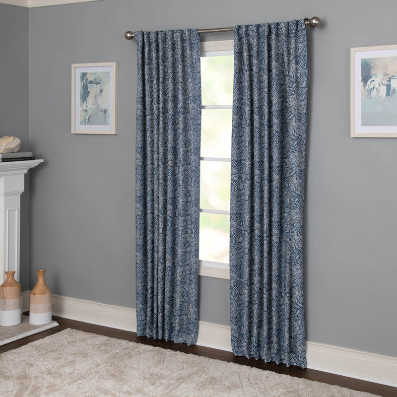 Jacobalexander Polyester / Cotton Room Darkening Woven Scattered Dash Curtian Panel with Rod Pocket Top and Hidden Back Tabs 