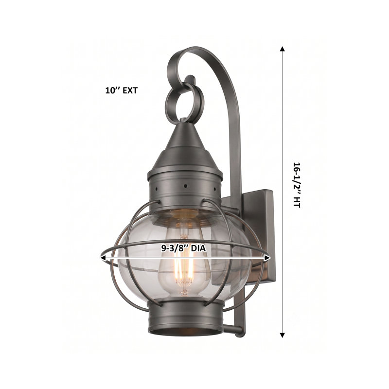 Laiton Traditions - Ellington - 1 lumière - 17 pouces - Bronze - Laiton massif - Applique murale, Transparent, Gunmetal