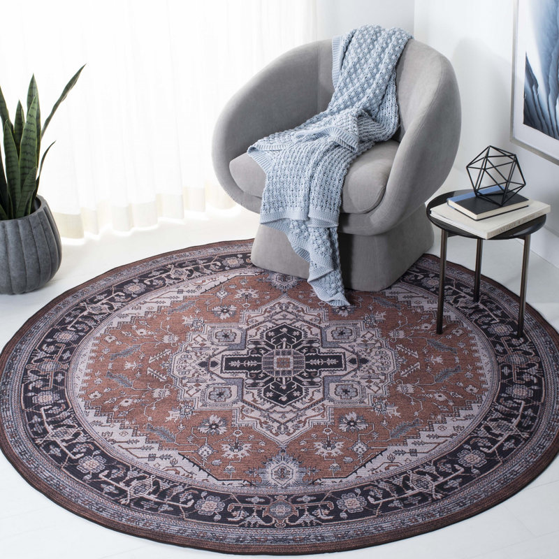 Isai Performance Machine Washable Oriental Rug, Round 6'