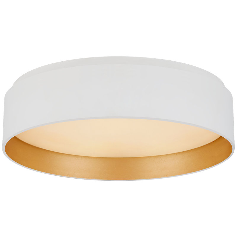 Shaw 1 - Light LED Flush Mount, 1 Light, Matte White/Gold, 3.5" H x 14" W x 14" D