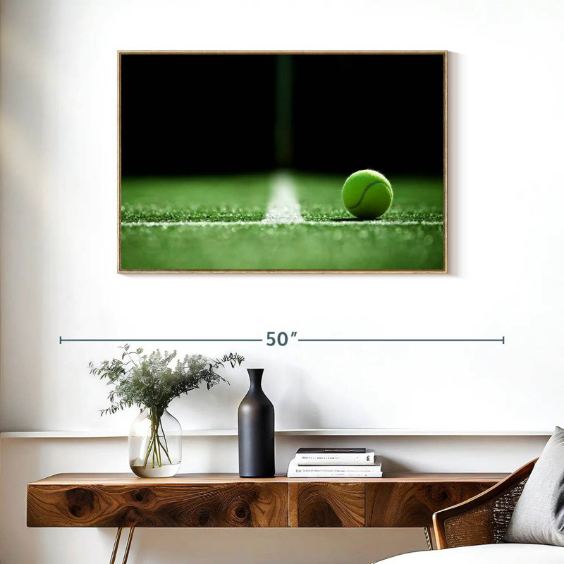 Ligne de tennis, Cadre flottant en bois naturel, 37 po x 25 po