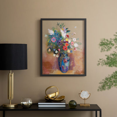Bouquet de fleurs, reproduction encadrée - bois massif