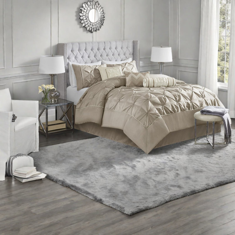 Piece Queen Bedding Sets, Polyester Pleated Tufted, Modern Home