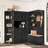 Multifunctional Left-Right Hall Cabinet with Storage & 4 Hooks, 2-in-1 Hall Tree for Entryway, Living Room & Kitchen-1411717226