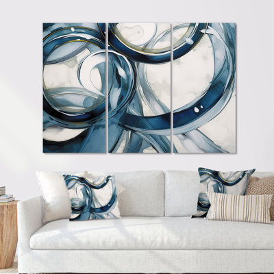 Blue Circle Whirls - ensemble de reproductions d'art abstrait en spirale