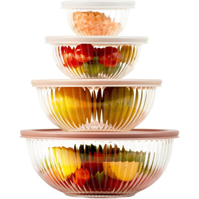 Bols à mélanger en verre avec couvercles pour le rangement de la cuisine et la préparation des aliments