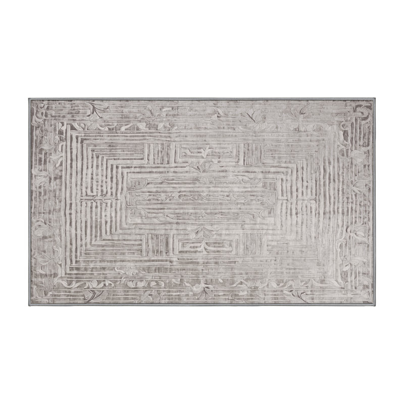 Machine Washable Grey Area Rug, Rectangle 4' x 6'
