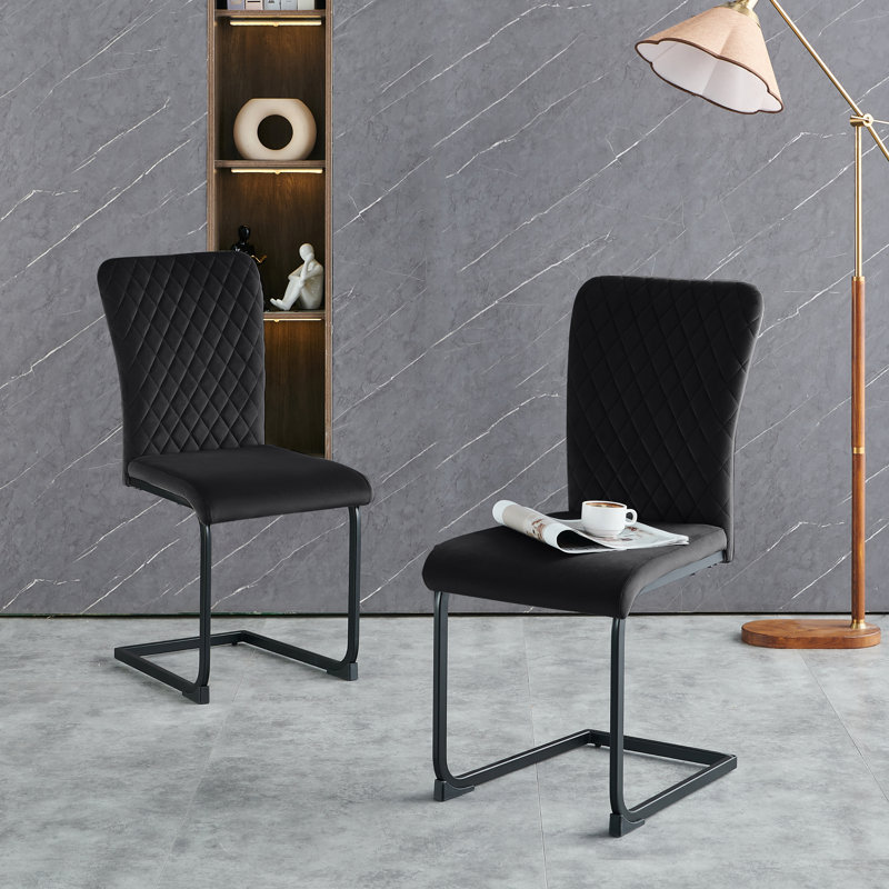 Chaise rembourrée moderne en velours sans accoudoirs, 2