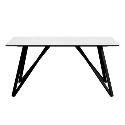 White Dining Table With Metal Base