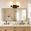Applique murale de meuble-lavabo 2 lumières avec abat-jour en verre givré nervuré, noir mat-1697578689-1697578690-1697578692