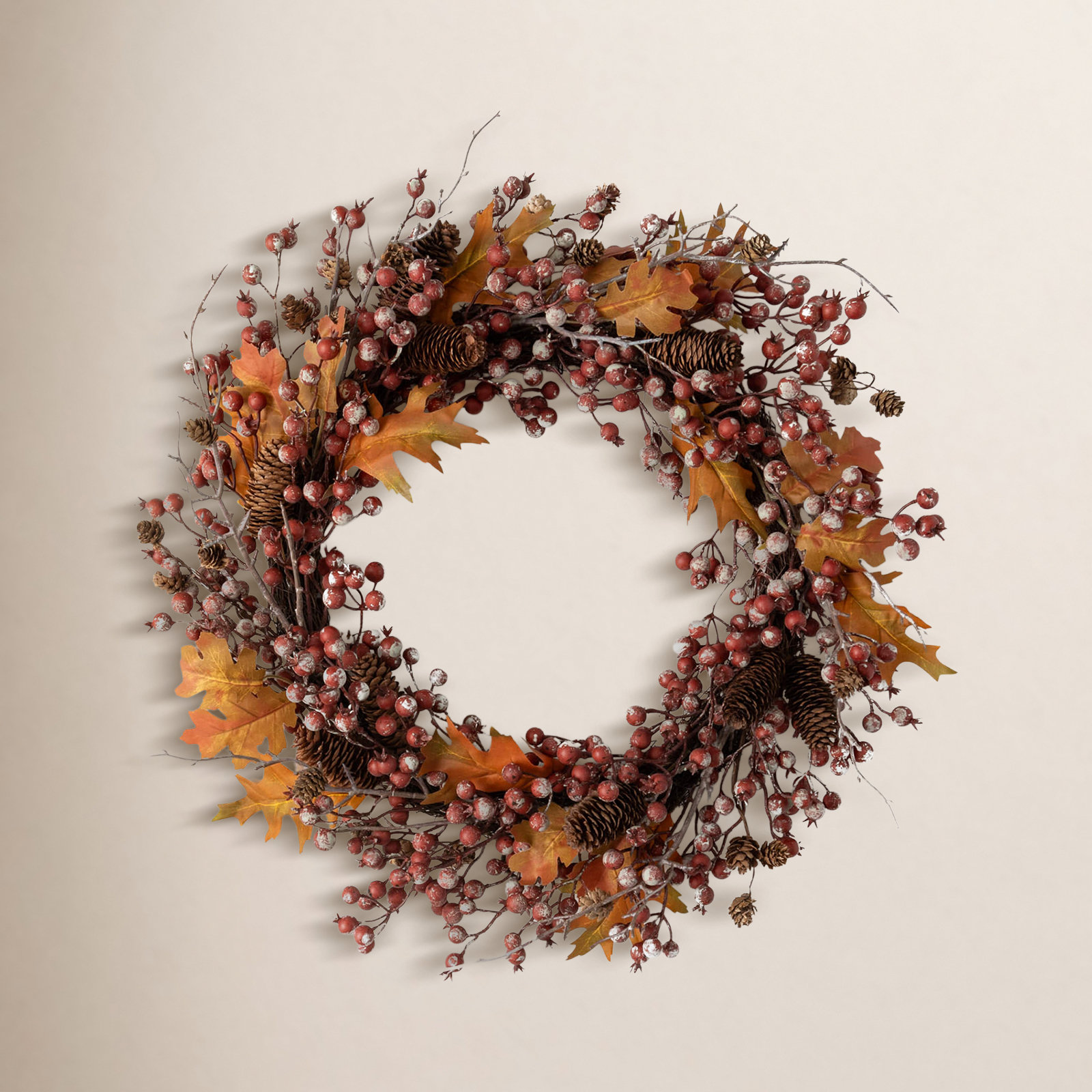 24" Artificial Rustic Berry Leaf Fall Wreath