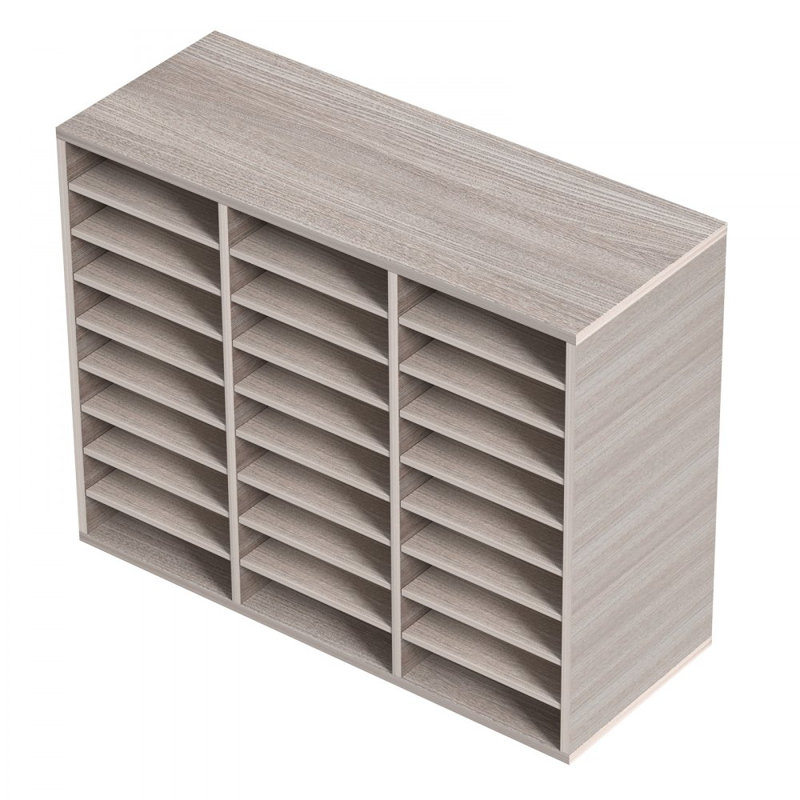 27 Compartments Wood Literature Organizer, Adjustable Shelves, Medium Density Fiberboard Mail Center, Office Home School Storage for Files, Documents, Papers, Magazines, Grey