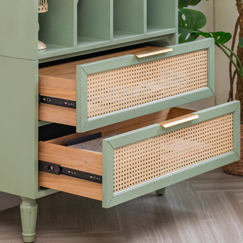 Vitrine en bois massif French Light Luxury, Vert