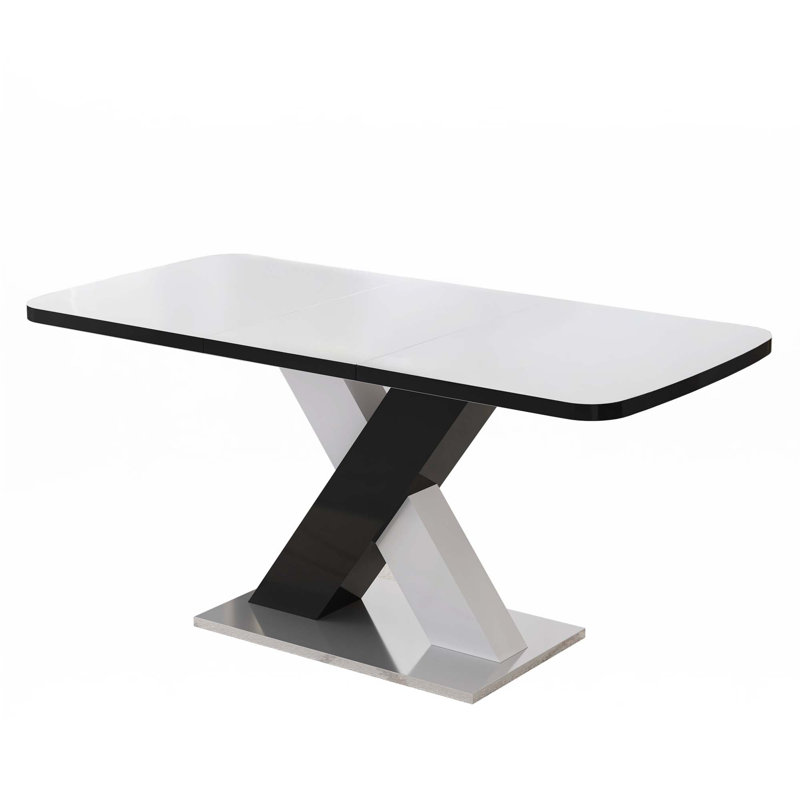 Stretchable Square Dining Table(Only Table), Black/White, Black/White