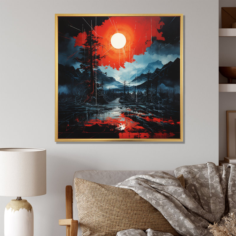 «Dramatic Lightning Nights III», reproduction sur toile, Cadre flottant doré, H 24 po x l 24 po x P 1 po
