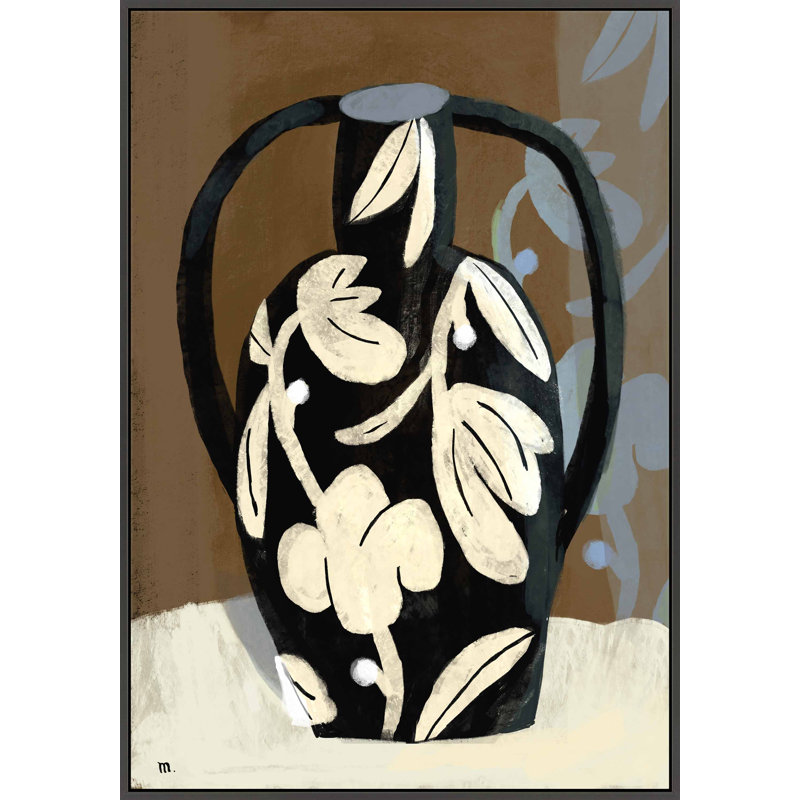 Vase noir Brenda par Marco Marella - impression d'un seul cadre, Toile encadrée noire, H 50 po x l 35 po x P 1,25 po