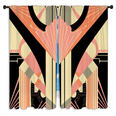Art Deco Design Window Curtains  Graphic Art Deco Drapes - 2 Panels