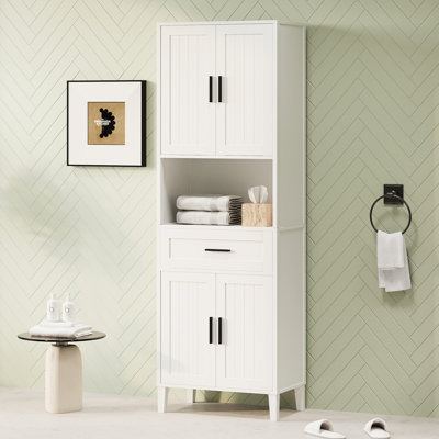 Tall Freestanding Bathroom Cabinet 70.9" - 1 Drawer, 4 Soft-Close Doors, 2 Adjustable Shelves, Water- Finish, Flexible Storage With Doors And Open Ideal For Multiple Rooms, Modern Style, Build
