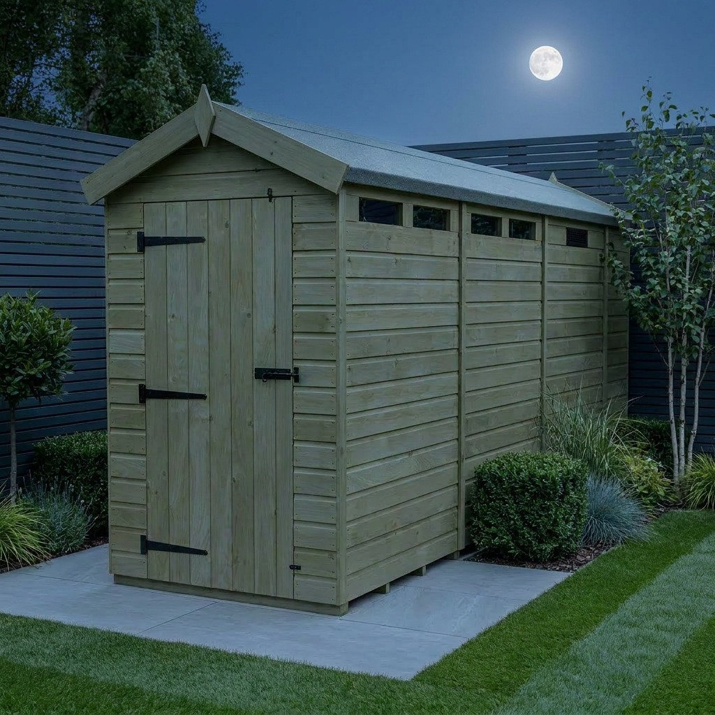 Total Sheds 4ft x 13ft Security Apex Shed - Heavy-Duty Hasp Staple Anti-Tamper - Pressure Treated Timber - UK Manufactured