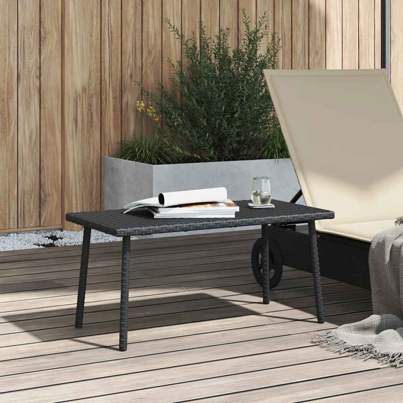 Garden Coffee Table Rectangular 40x37 Cm Poly Rattan, 37cm H x 80cm L x 40cm W, Black