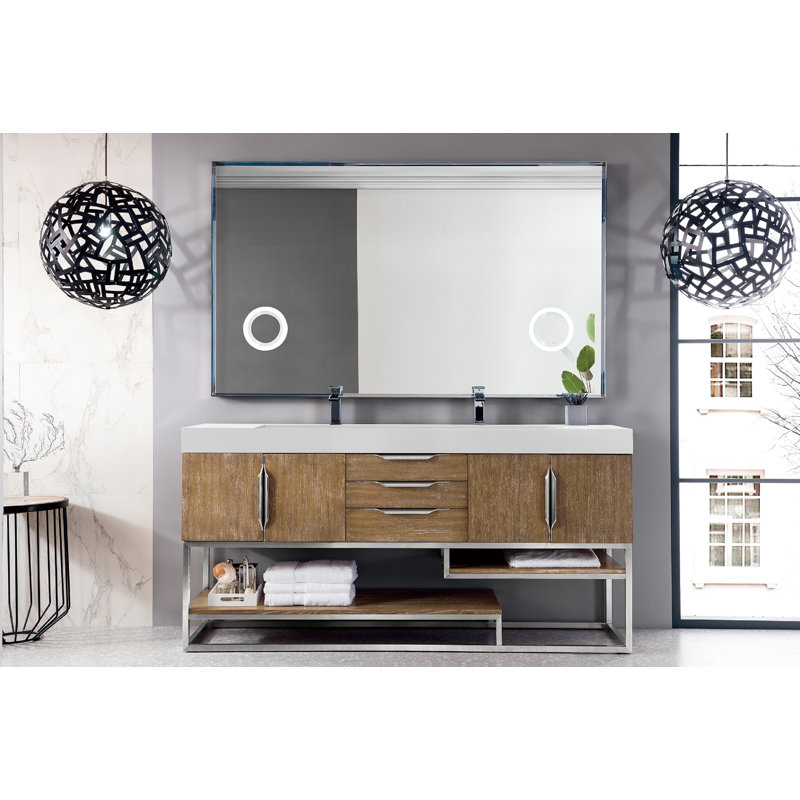 Columbia 72'' W Single Vanity, Glossy White, Dusk Gray, Brushed Nickel