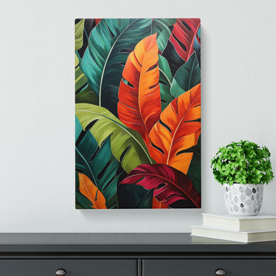 Tropical Leaf Hard Edge Painting - Wrapped Canvas