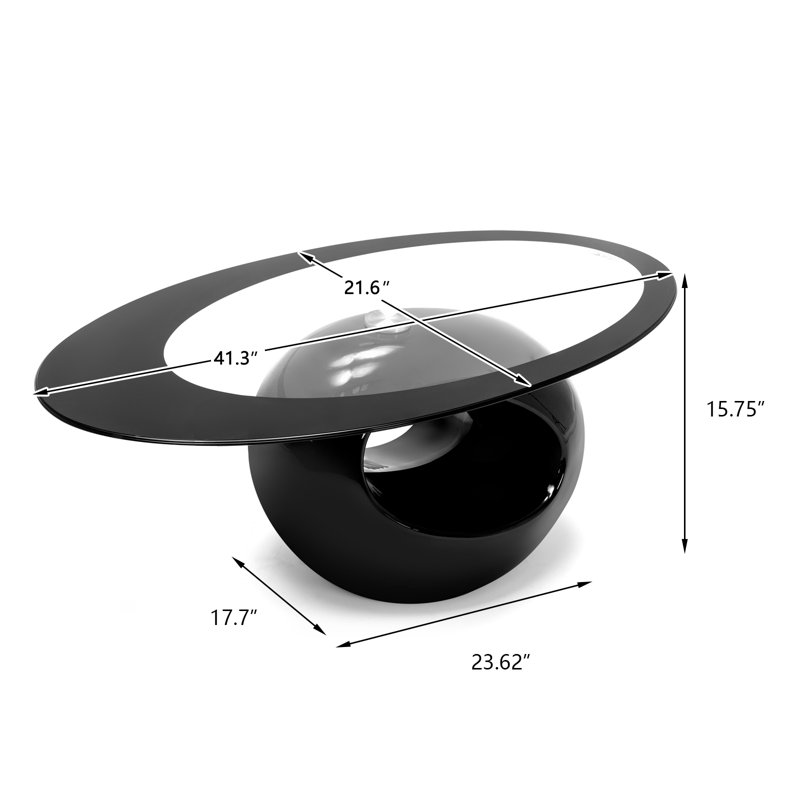 Table basse avec rangement Mosheim, Transparent/noir, H 15,75 po x L 41,3 po x l 21,6 po