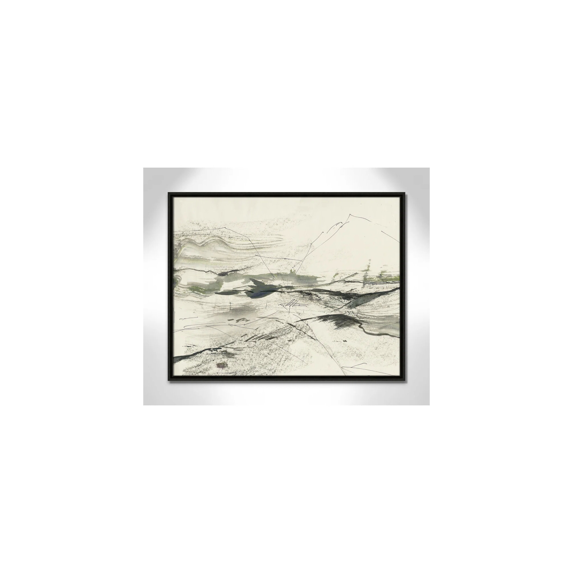 Green Sketches by PI Studio, 23.5" H x 29.5" W x 2" D, Espresso Floater Framed, No Mat