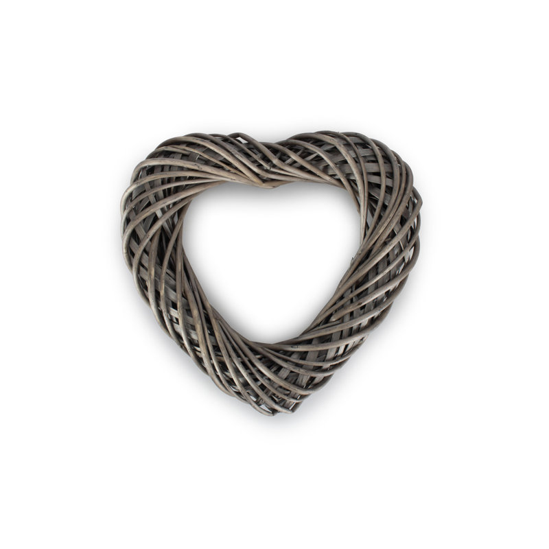 Wicker Heart Shaped Wreath, 40cm H x 40cm W x 10cm D