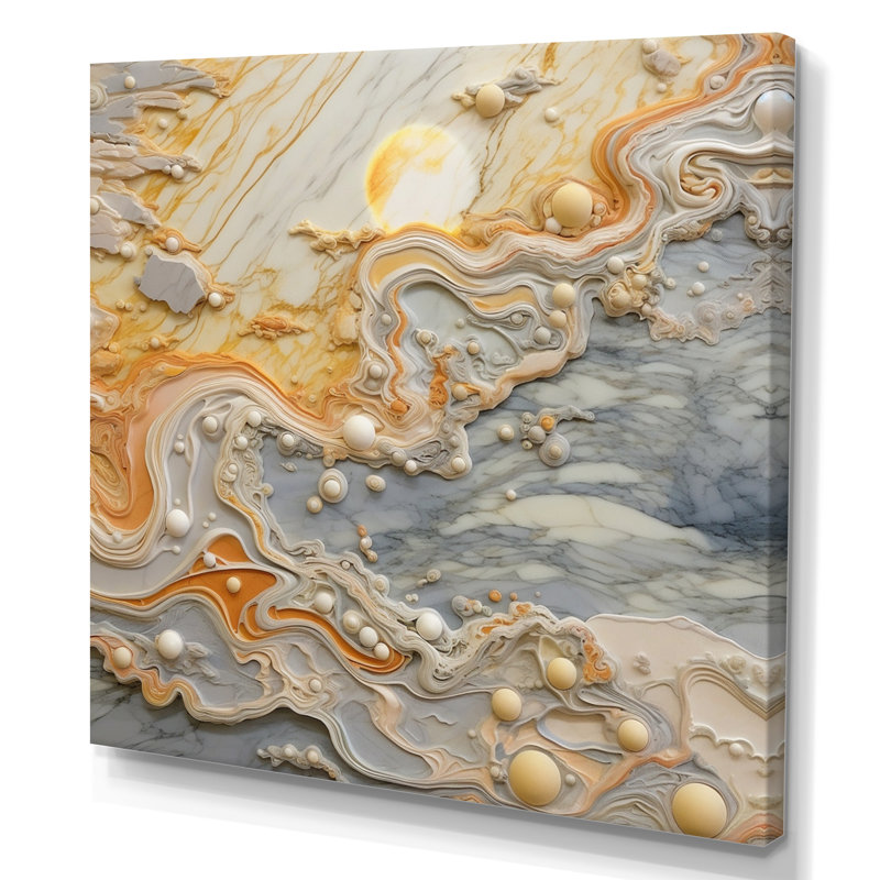 Crème astrologie marbrée nébuleuse IV - Formes abstraites, impressions sur toile, H 16 po x l 16 po x P 1 po, Toile tendue