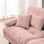 Chenille rose pour le salon: 2 places avec coussins de style nuage, repose-pieds et coussins assortis - Option de siège confortable et élégant