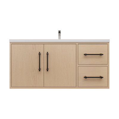 Victoria 41.7 " W Wall Mounted Wall Mounted 1 Single Vanity Bathroom Vanity With Acrylic Top