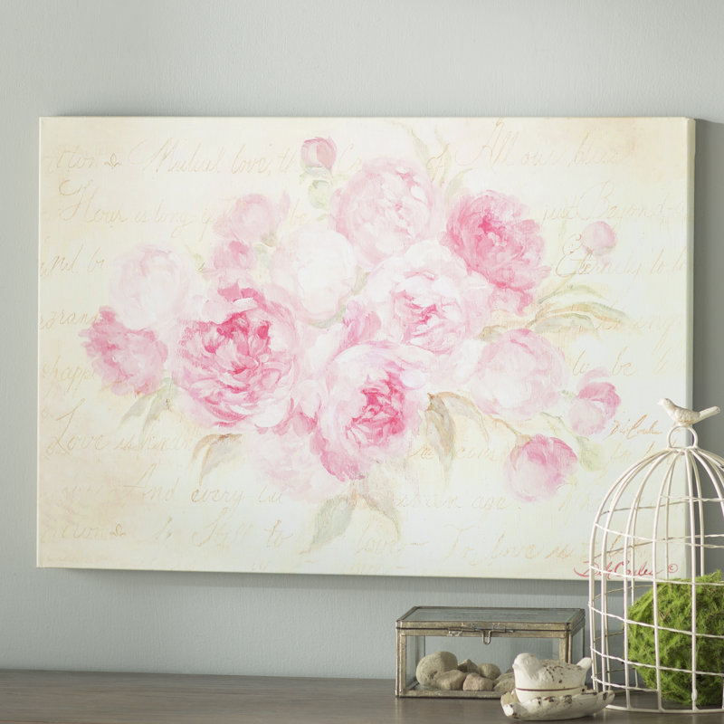 «Peony Passion», reproduction sur toile, H 18 po x l 26 po x P 1,5 po, Toile avec cadre noir, Pas de tapis