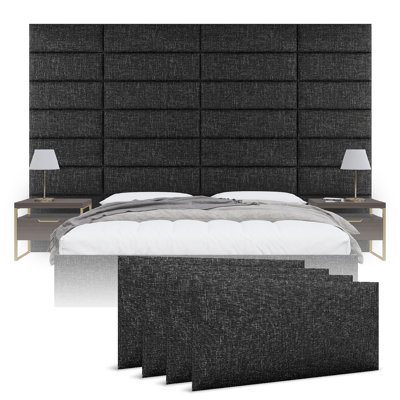 Panneaux muraux rembourrés Sapan - Têtes de lit murales King/Cal King - Taupe côtelé - Twin/King - Ensemble de 4 panneaux modulaires