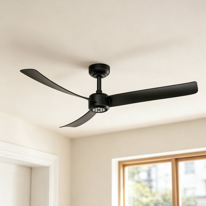 52" Low Profile Ceiling Fan with Light and Remote, Black