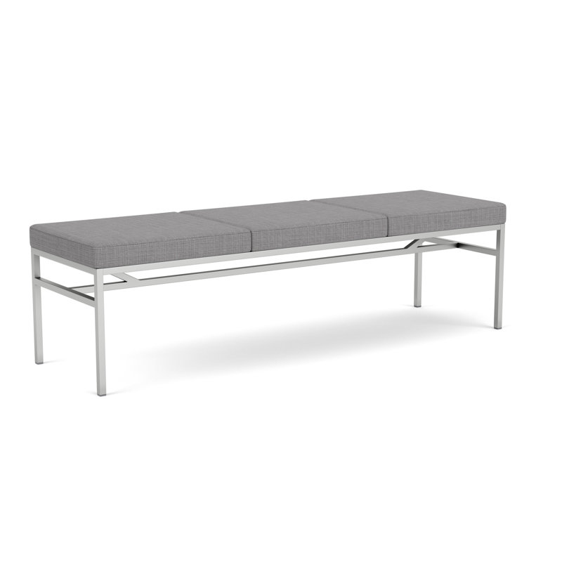 Banc de réception 3 places Avon Rx Santé, structure en métal, capacité de 650 lb, Argent, Vinyle gris chambray