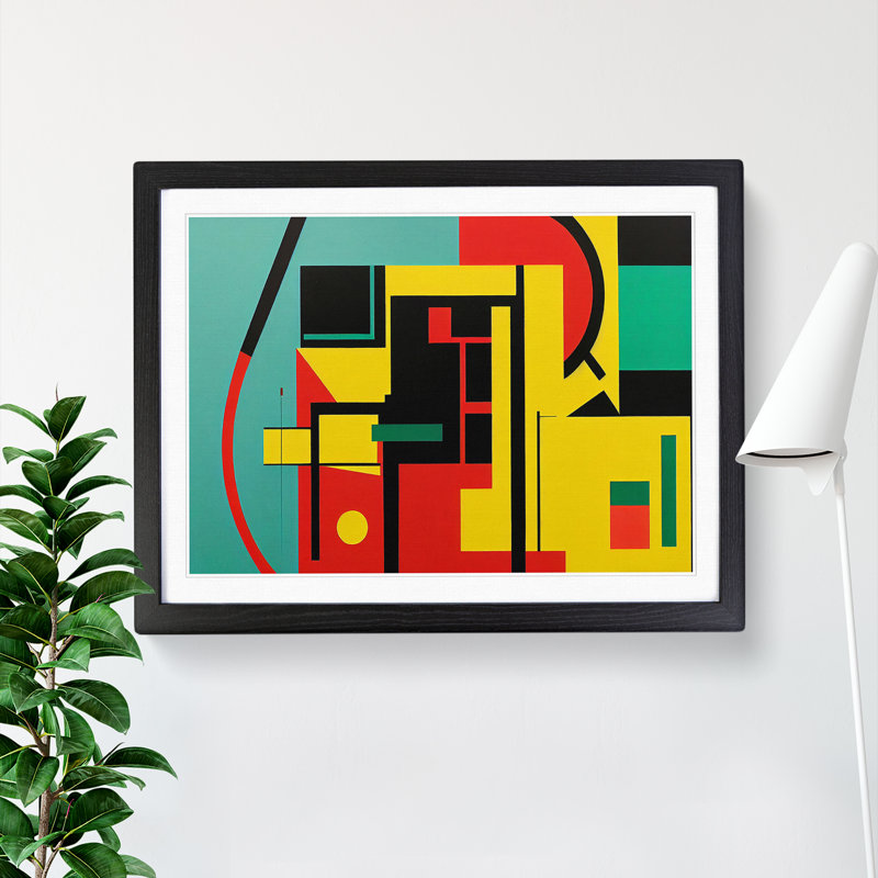 Abstract Bauhaus Art Vol.5 - Single Picture Frame Painting, 25cm H x 34cm W x 2cm D, Black