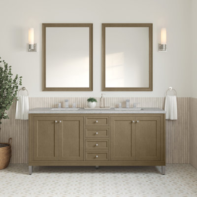 Meuble-lavabo double 72 po avec chargeur sans fil Freepower Chicago